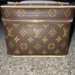 Louis Vuitton Beige Leather Makeup Bag 7.9 x 5.3 x 4.7 inches